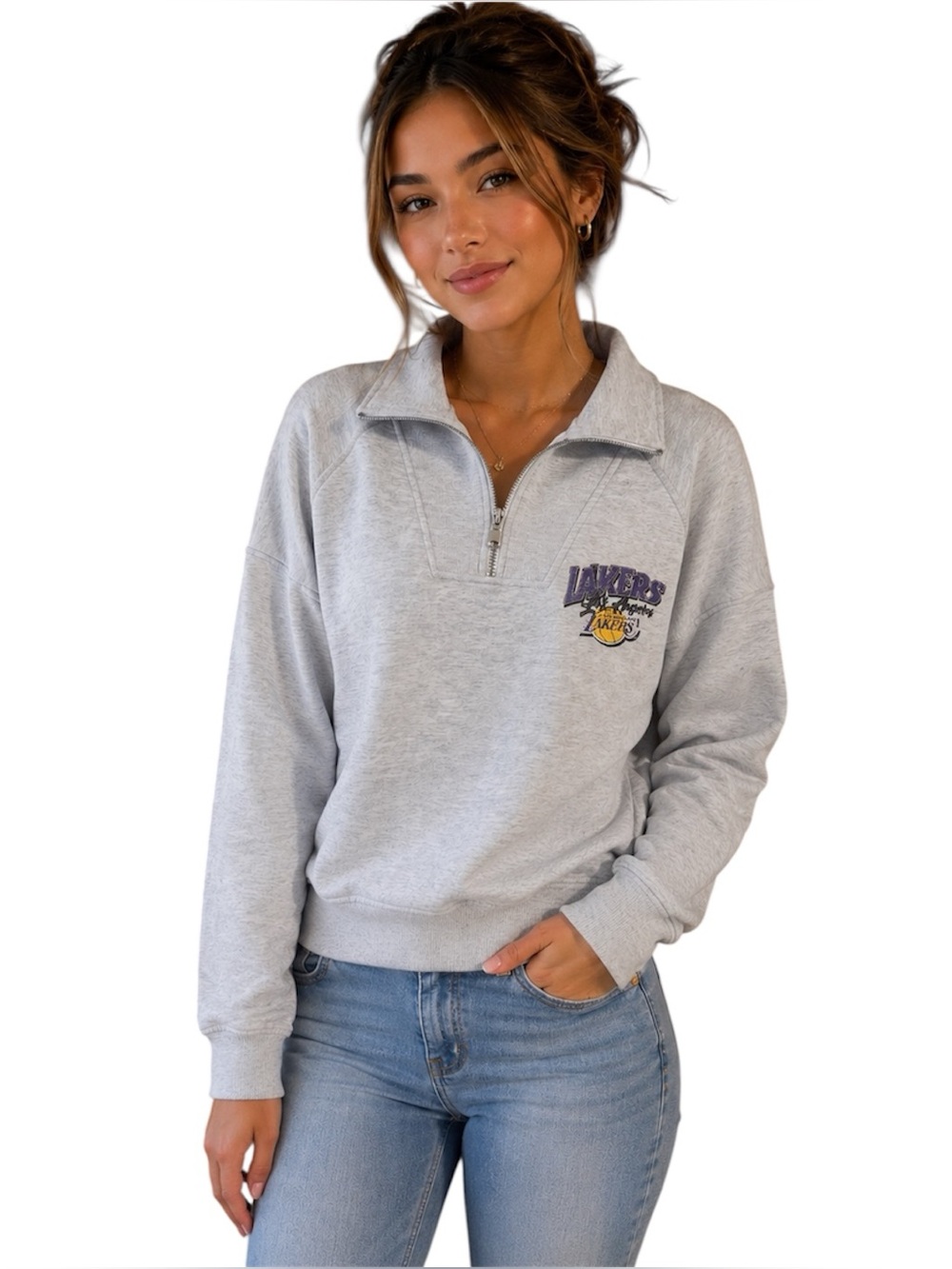 NBA Los Angeles Lakers Quarter Zip Pullover Sweater | Size Medium